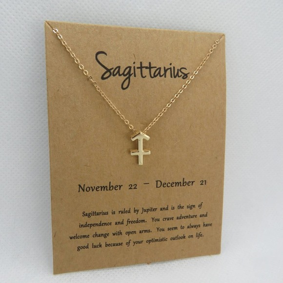 Sagittarius Pendant Necklace Gold Horoscope Zodiac Necklace - Picture 2 of 2